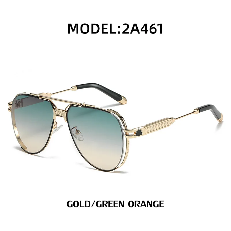 Wholesale Men Sun Glasses New Fashion Oversized Frame Double Bridge Punk Metal Shades Sunglasses
