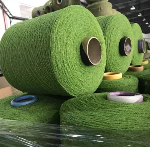 PE monofilament yarn synthetic turf grass raw materials blue fibrillated artificial grass curly yarn lawn