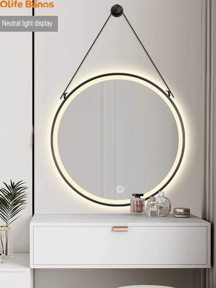 High Quality LED Mirror Defogger Magnifying Espelho Smart Touch Screen Bathroom Mirror with Gold Black Frame