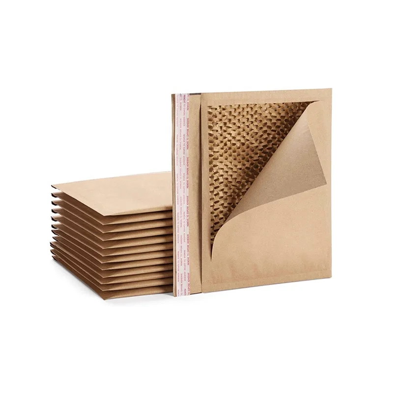 100% Recycled Biodegradable Kraft Paper Fibers Cushioning Protected Padded Envelopes honeycomb