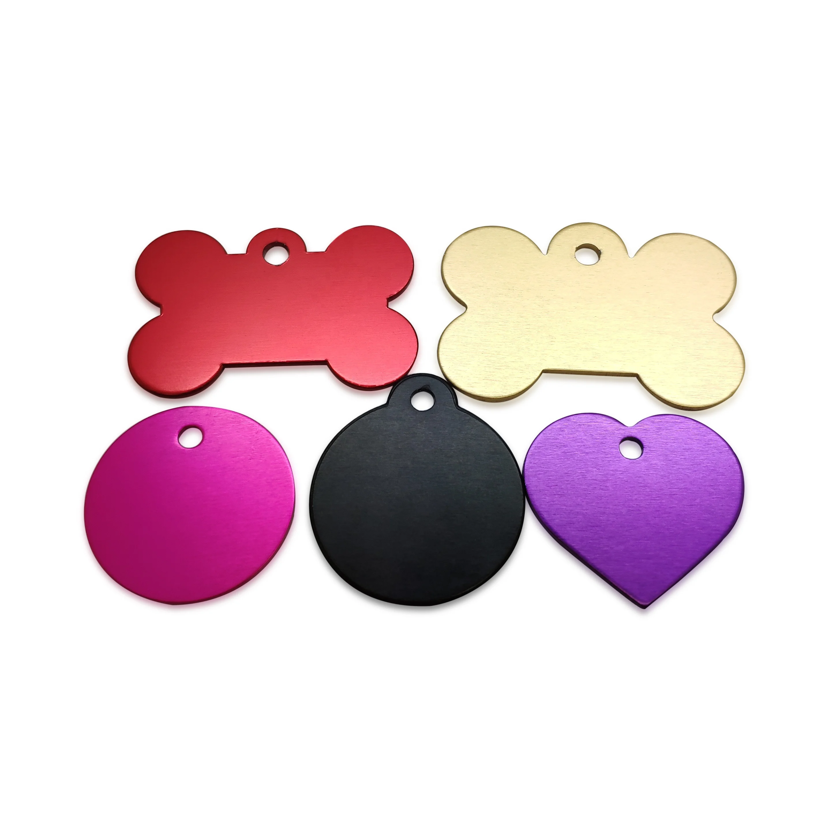 
Wholesale Customized Logo Heart Shape dog tag Metal Multicolor Aluminum Pet Name Dog Tags corrosion resistant dog tag 