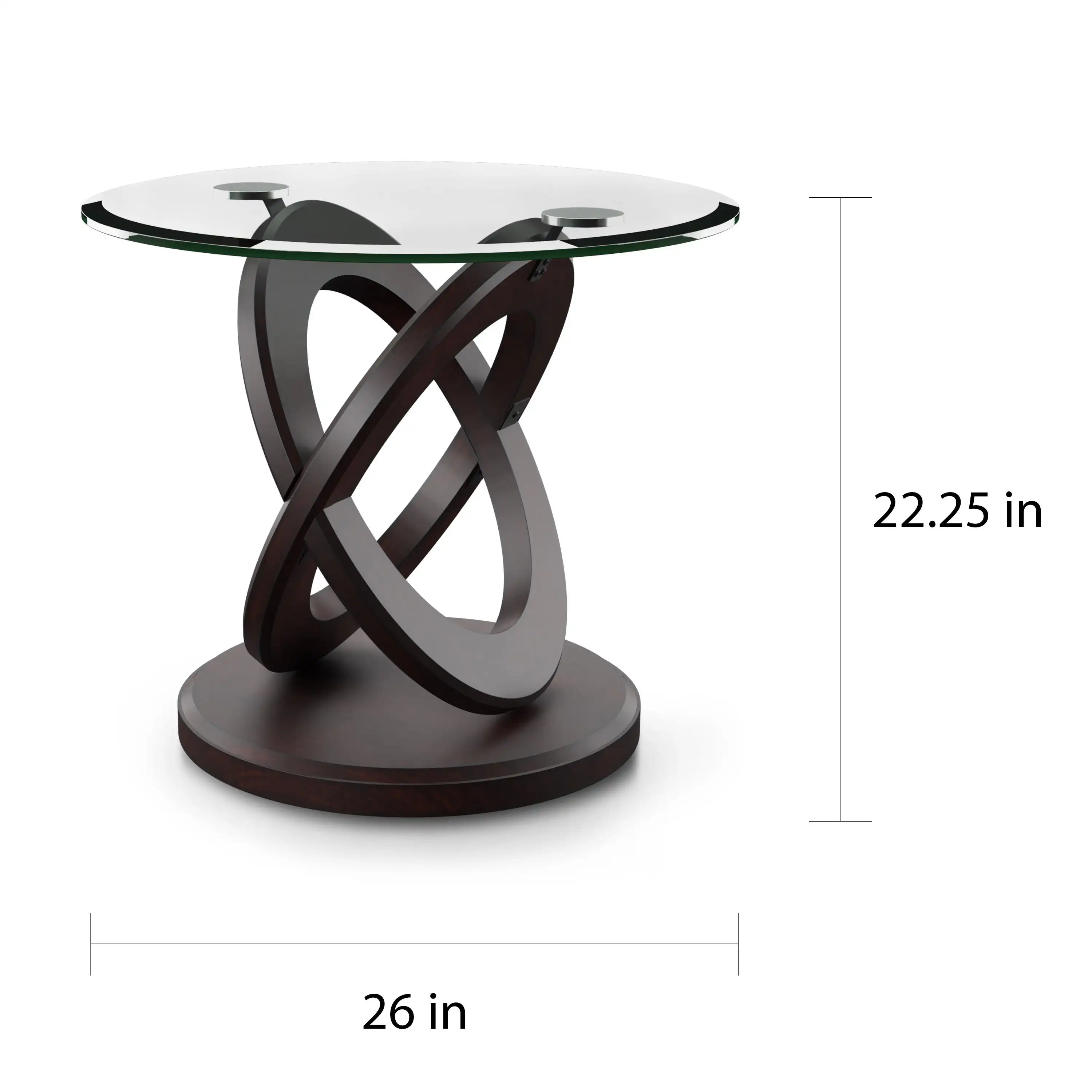 A contemporary Chinese side table with brown crossed oval wooden legs fits any balcony or living room space