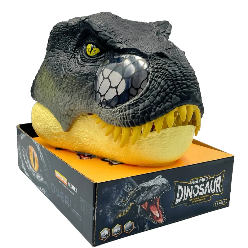 QS 2023 New Arrival Open Mouth Realistic Electric Plastic Halloween Dinosaur Head Mask Toys With Sound Kids Adults Party Toys