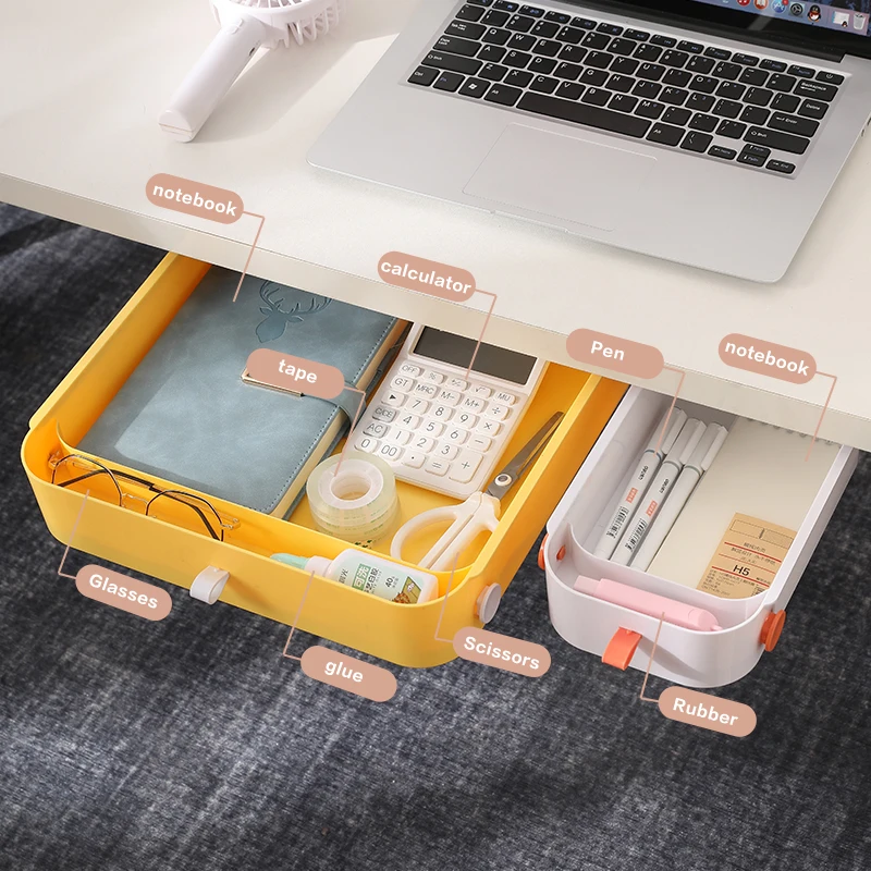 Table bottom office stationary drawer storage under the desk drawer organizer for paper files plastic hidden office drawer