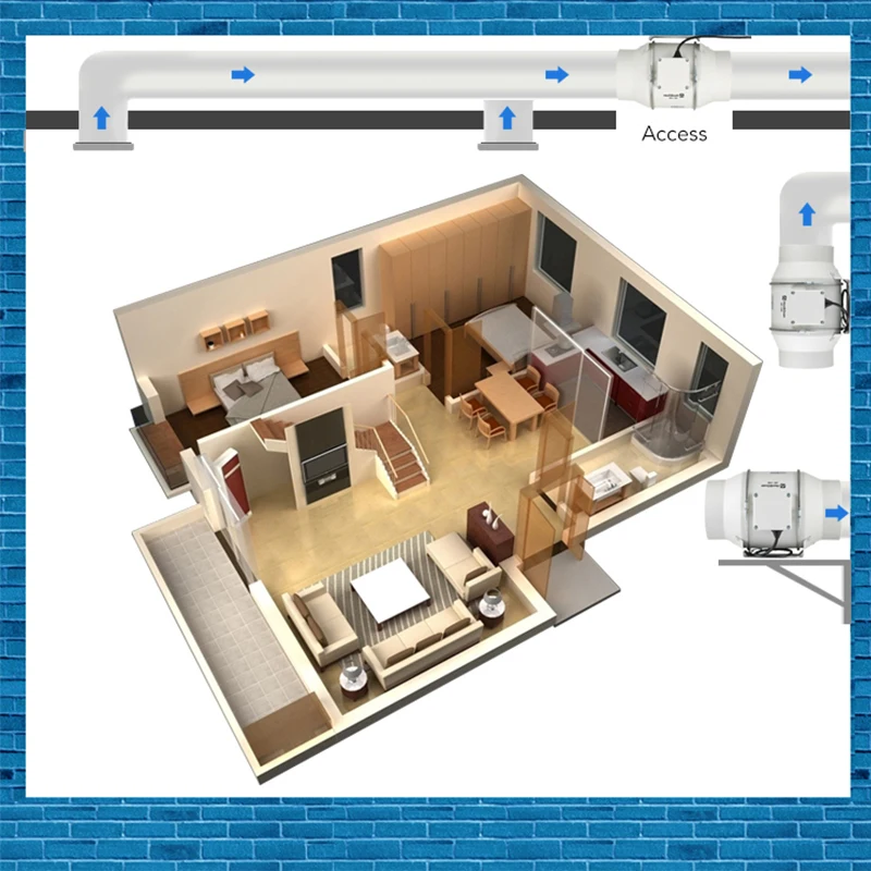 HVAC Extractor 100mm Bathroom/kitchen in Line Duct Fan Plastic Ce AC Axial Flow Fan 3 Years Parts of Fans Plastic 131-156pa
