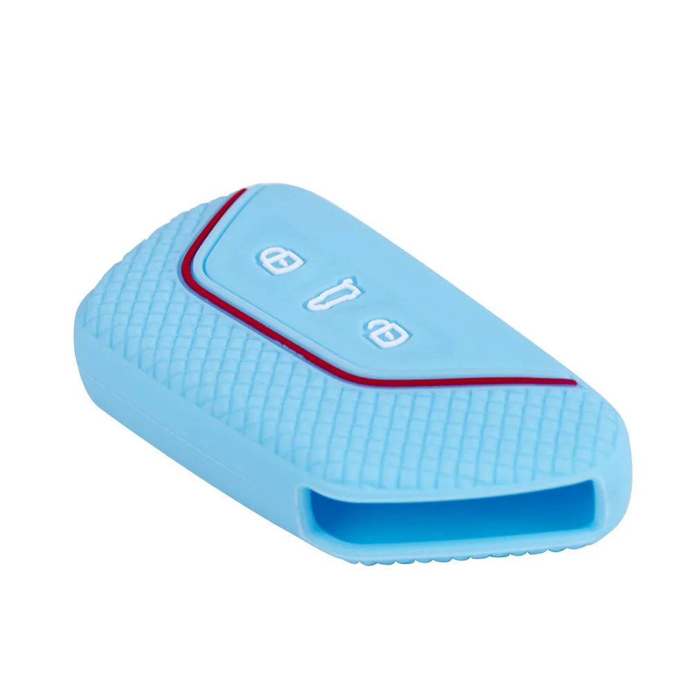 Hot embossed silicone rubber cover car key Case For VW Volkswagen Golf 8 Mk8 2020 Skoda 3 Buttons Smart Keyless Remote Cases