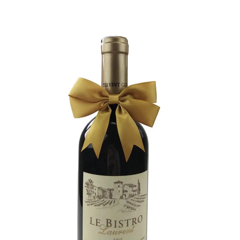 Elastic Satin Ribbon Flower Bows for Wine Bottle Neck Decoration Customizable Colors for Parties and Events