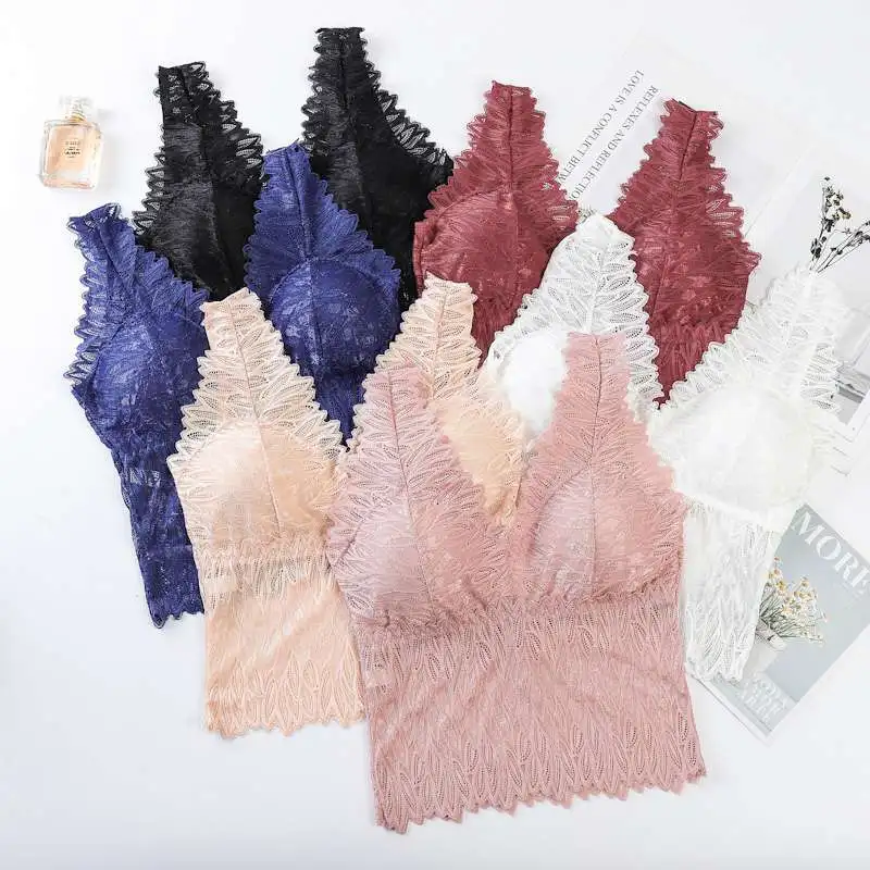 Женский кружевной бюстгальтер без косточек большого размера, красивый кружевной топ-труба на спине, женское нижнее белье со съемными вставками