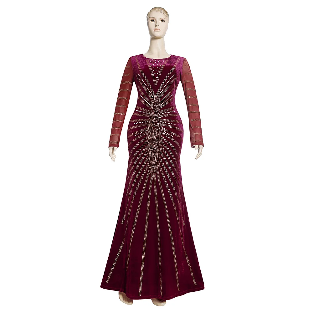 Slim fishtail shining beaded open sleeve elegant party night dress