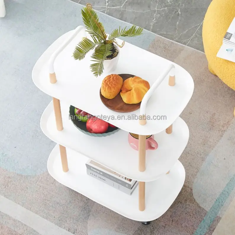 Competitive price Storage cart plastic utility cart rolling trolley 3 tier organizer plastic storage cart for living room