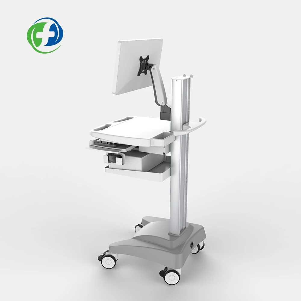Medical workstation trolley computer desk patient medicine trolley abs cart laptop nursing trolley 2019