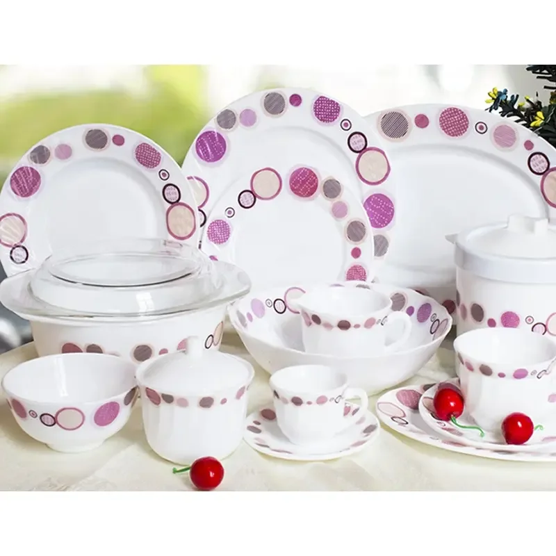 58PCS decals design opal glassware bowls customized size and pattern and bottom logo for home hotel and party