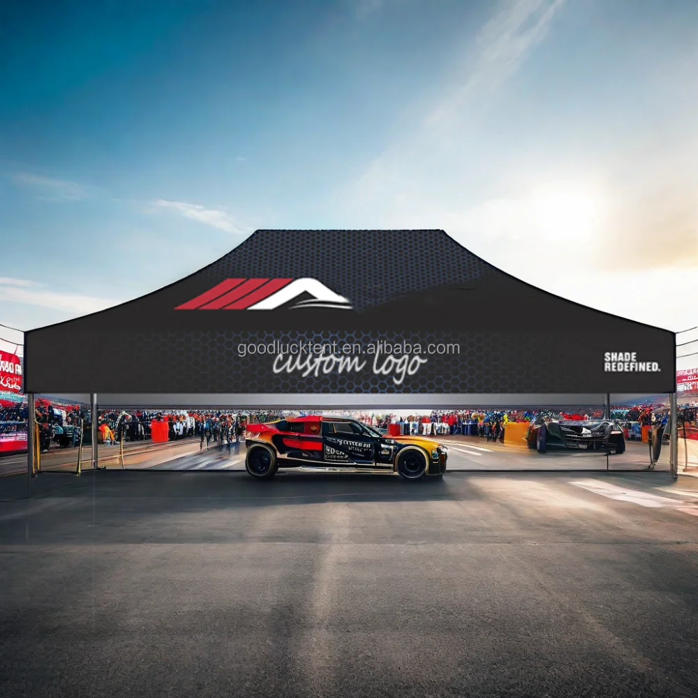 Custom Size Premium Outdoor Tents for Motor Racing Event Competitive Trade Show Canopy with Flag