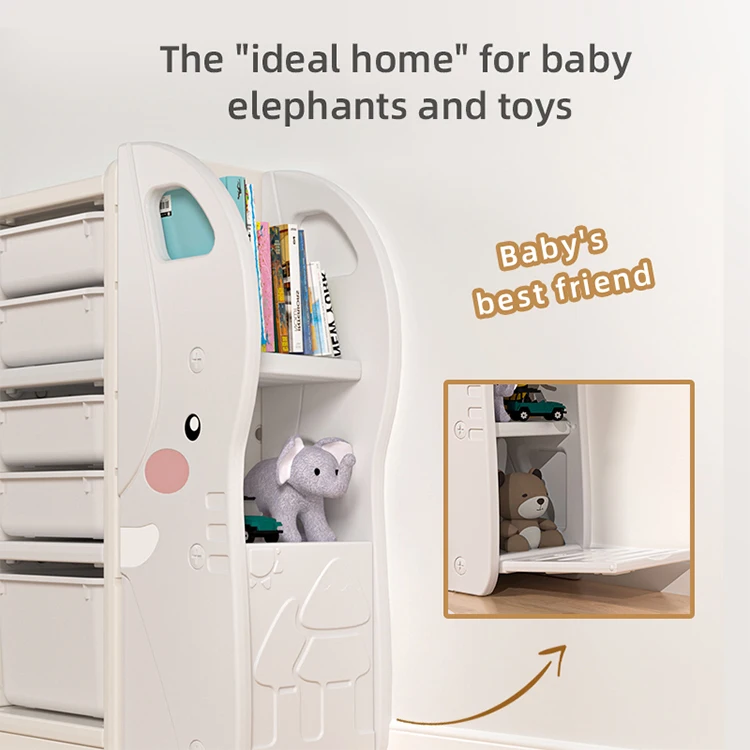 Children Furniture  Elephant Bookcase Plastic Cartoon Bookshelf Kids Toy Shelf Baby Storage Toy Rack