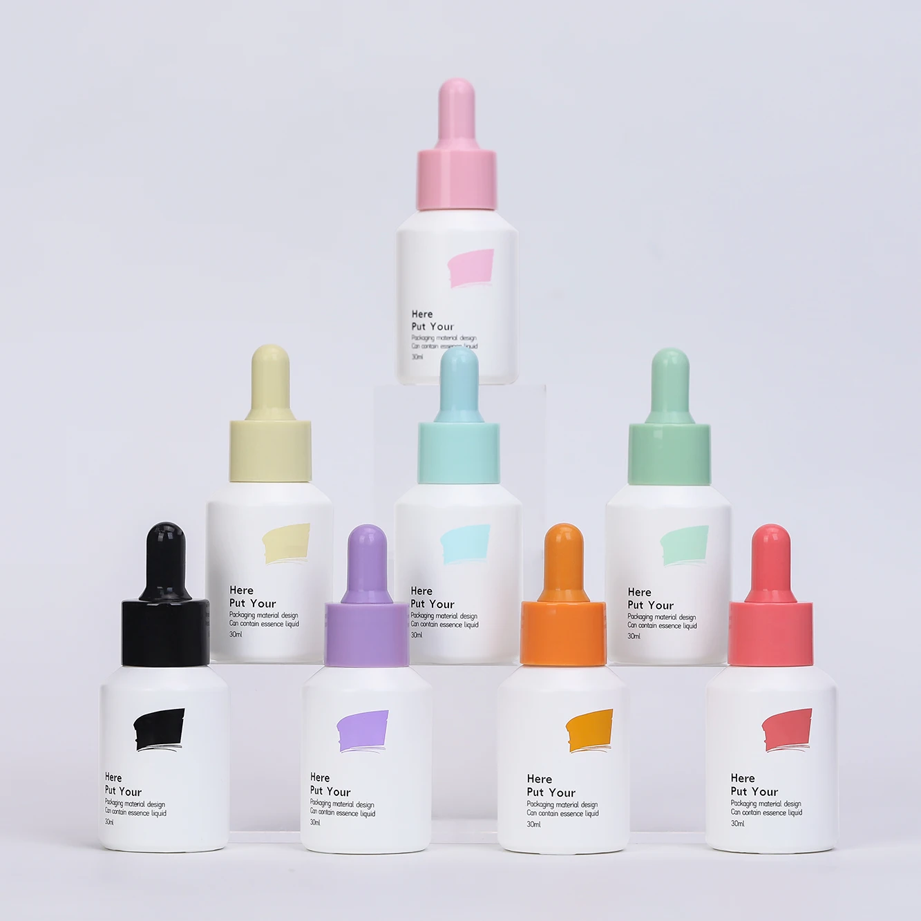 In Stock Color 30 ml white Glass Dropper Bottle 30ml Dropper serum glass bottle essence dropper bottle skin care essence oil