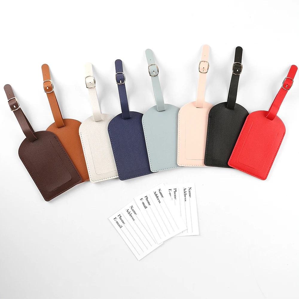 Adjustable Multi-color Plane Boarding Pass Suitcase Tag Luxury Travel Named Baggage Tags Blank Pu Leather Luggage Tag