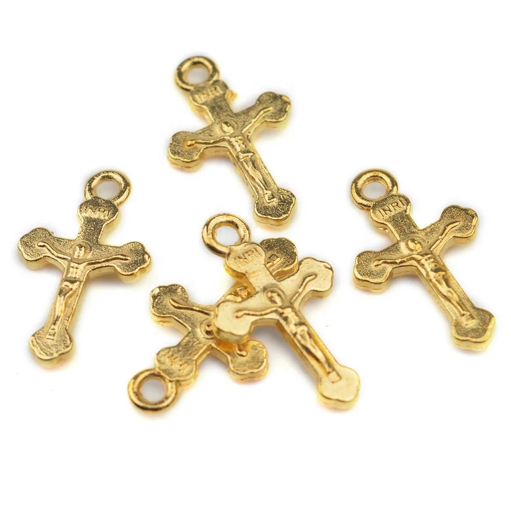 Catholic 20mm Small  Bracelet Cross Religious Classic Charm Metal Crucifix Pendant