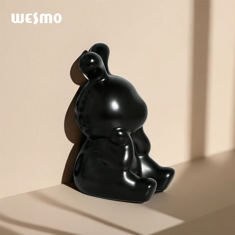 Creative Ceramic Rabbit Bookend for Shelf Handmade Porcelain Simple Book Ends