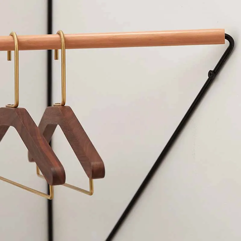 Corner Wooden Metal Wall Hanger High Quality Laundry Solution Fashion Design Space Saving Clothes Rack Wholesale