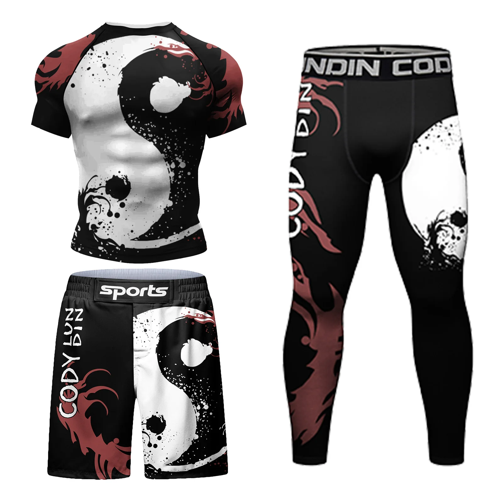 Mens Compression MMA Rashguard Boxing Sets GYM Bjj Jiu Jitsu Breathable Muay Thai Shorts Fitness Men Boxing Clothes