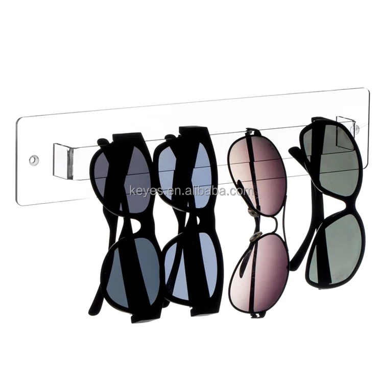 Customized Hanging Eyewear Display Racks Wall Mounted Premium Clear Acrylic Sunglasses Organizer Holder Display Stand