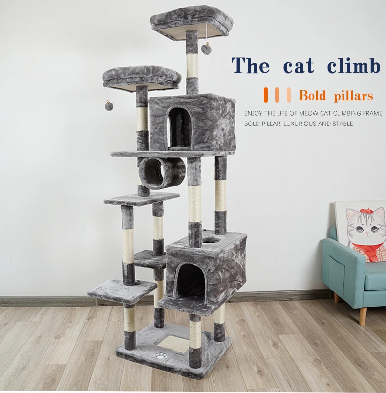 cat climbing tree wooden