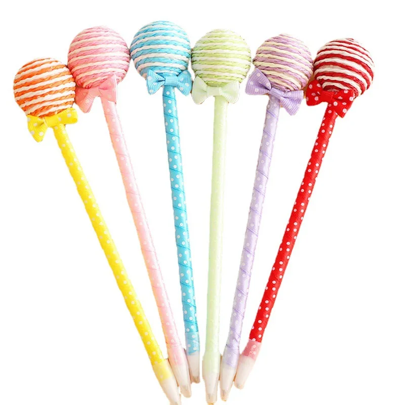 Student ballpoint pen creative cute learning stationery cartoon bow candy color gift lollipop ballpoint pen factory