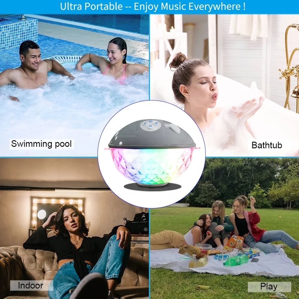 RGB Light Show Portable Mini Floating Waterproof Wireless MP3 Player Bluetooth Music Speakers