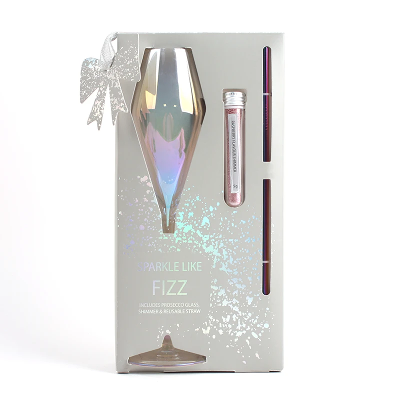 Harper Prosecco Novelty Cocktail Gift Set Glowing Stainless Steel Straw sugar Tube Silver Gift Box Business Club Party