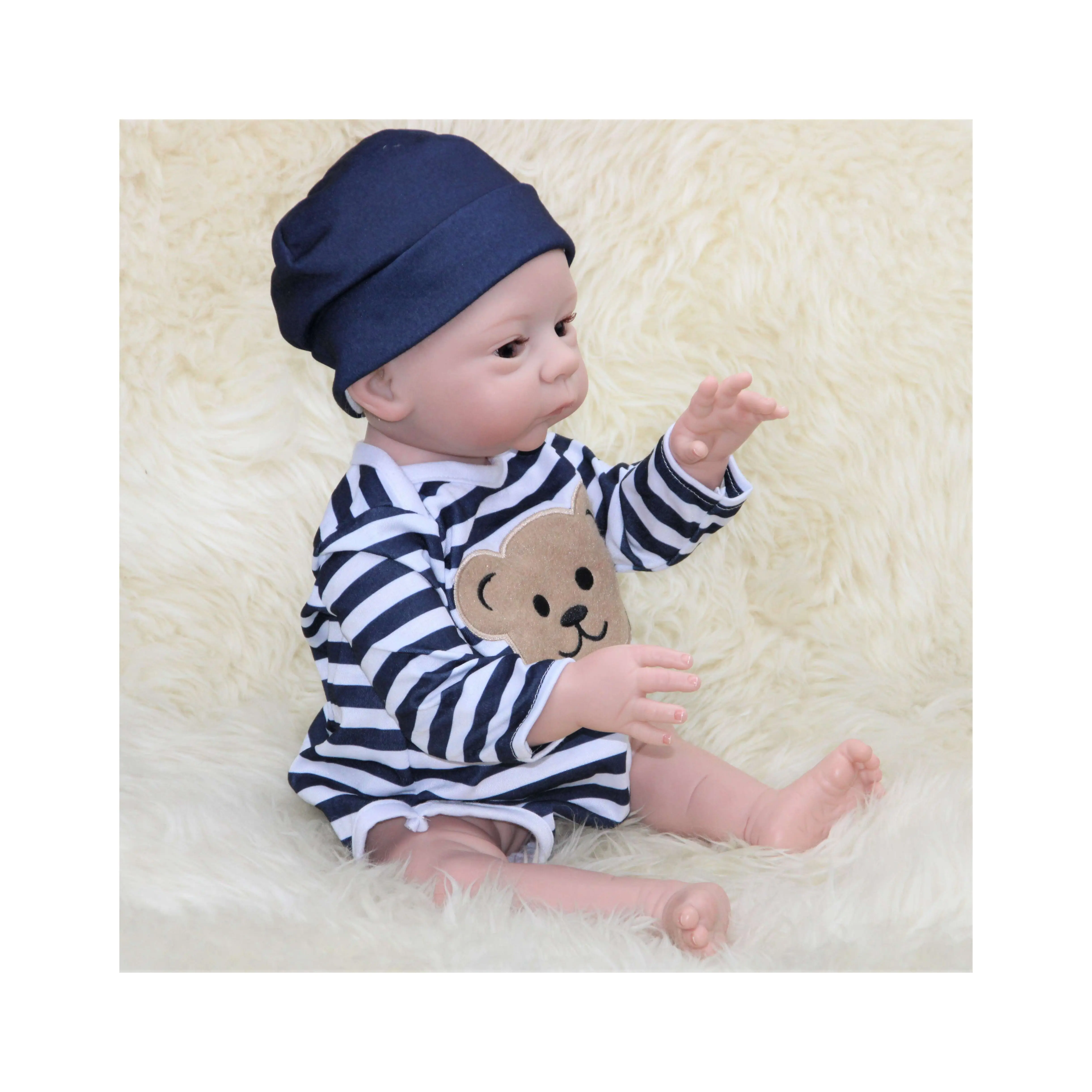 18inch Full Body Silicone Reborn Baby Boy Dolls Handsome Baby Toys Soft Touch Toddler Xmas Gift Birthday