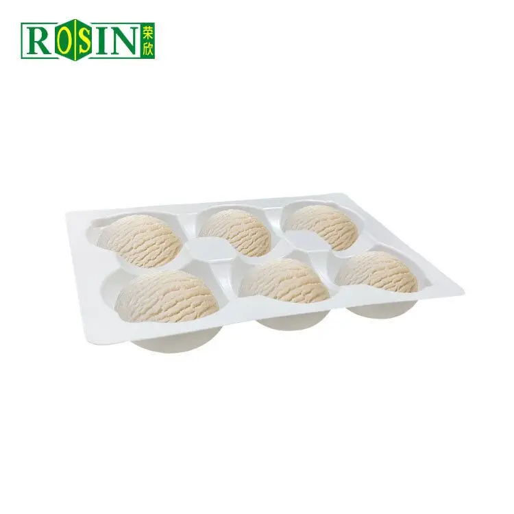 6 compartment white disposable plastic blister pastry food cookie tray mochi ice cream cake packaging