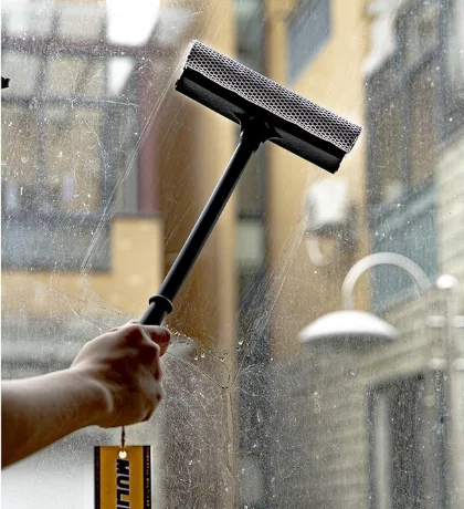 2-in-1 Telescopic Window Squeegee Cleaning Tool Auto & Windshield Sponges Window Cleaning Rubber Squeegee