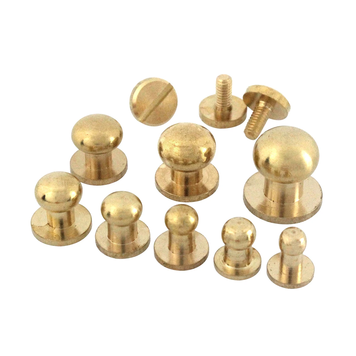 Cloxy Stud Ball Post Studs Nipple Nail Buckles for Leather Belt Brass Round Head Sam Brown Button Monk Rivets for Leather Belt