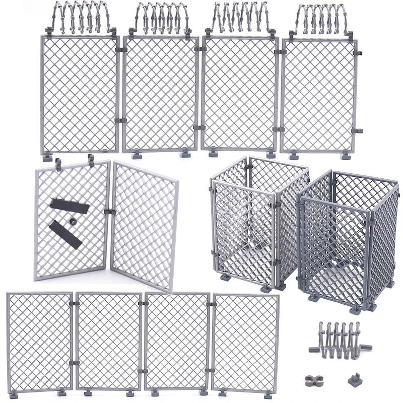 Animal Dinosaur Cage Barbed Wire Fence Toy Military Base Fence Net Construction Juguete Prison Fence Building Blocks Bricks