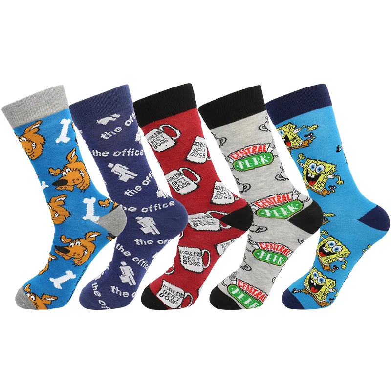 2021 New Design Creative Custom Cotton Popular Logo  Women  Casual happy Crew Socks