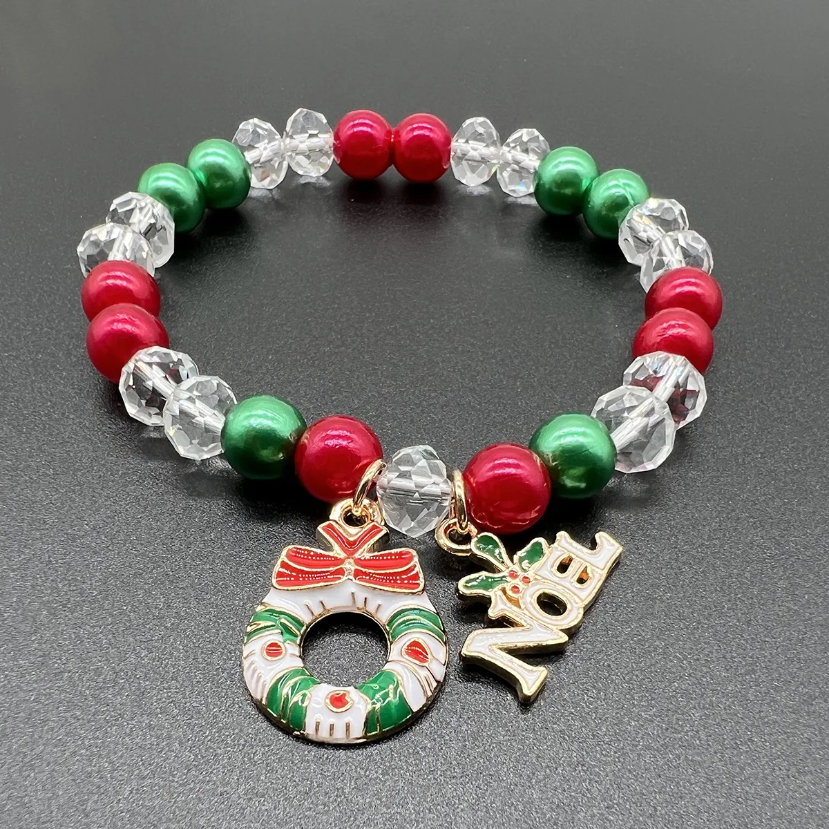 Christmas Gift Beaded Letter Elastic Bracelet Set Beaded Bracelet Christmas Tree Bracelet