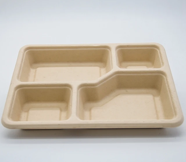 700ML Disposable Biodegradable food boxes takeaway packaging disposable 4 Compartments Lunch Box tableware