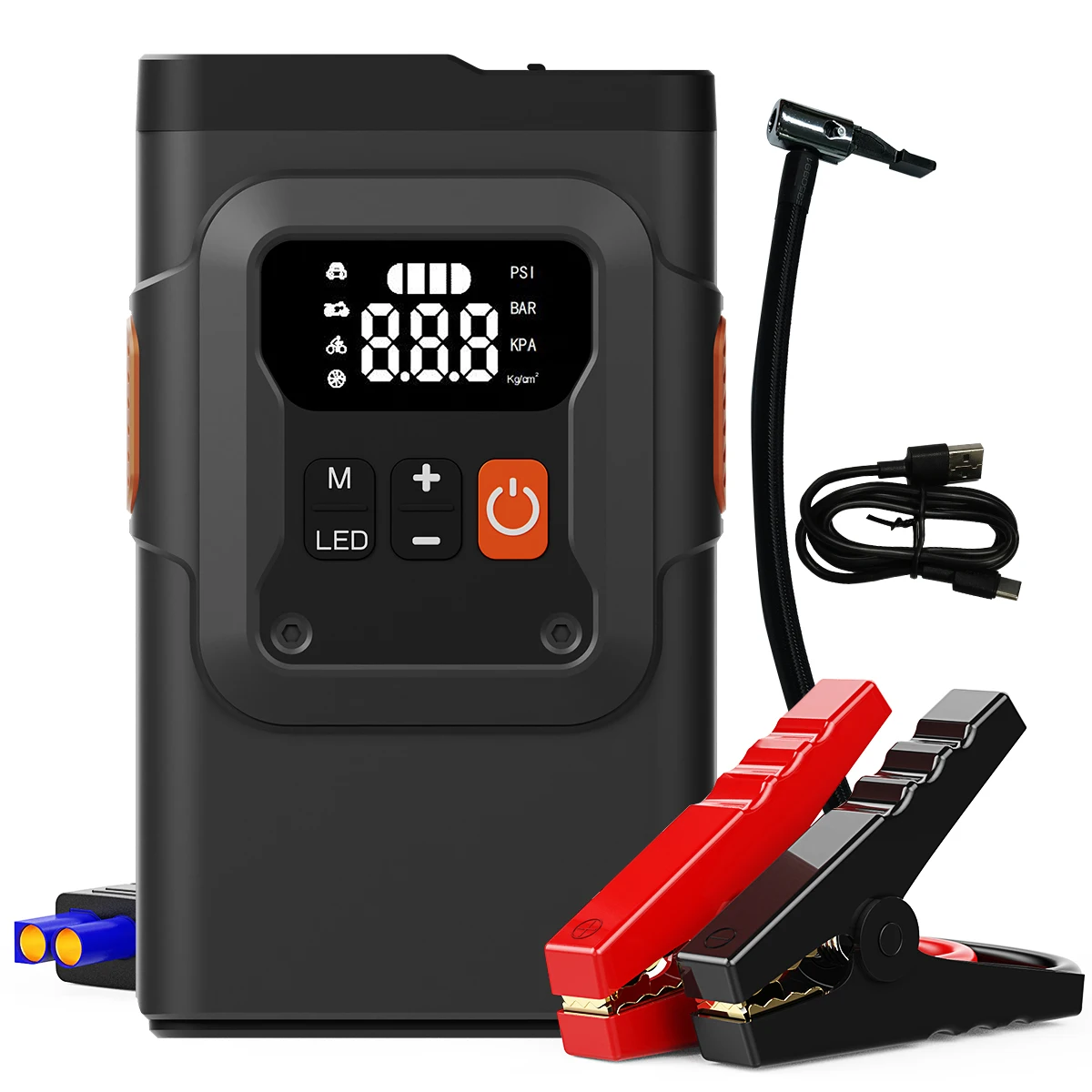 4 In 1 Functions Portable Car Jump Starter Battery Multifunction Jump Starter With Air Compressor Portable Car Jump Starter