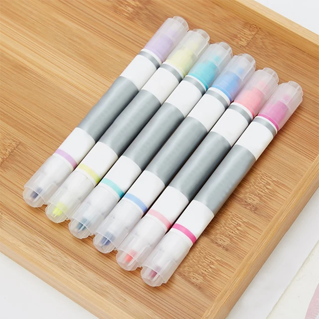 Aihao Custom Logo 6 Pack 6 Colors Big Erasable Writing Highlighter Marker Pen with Erase