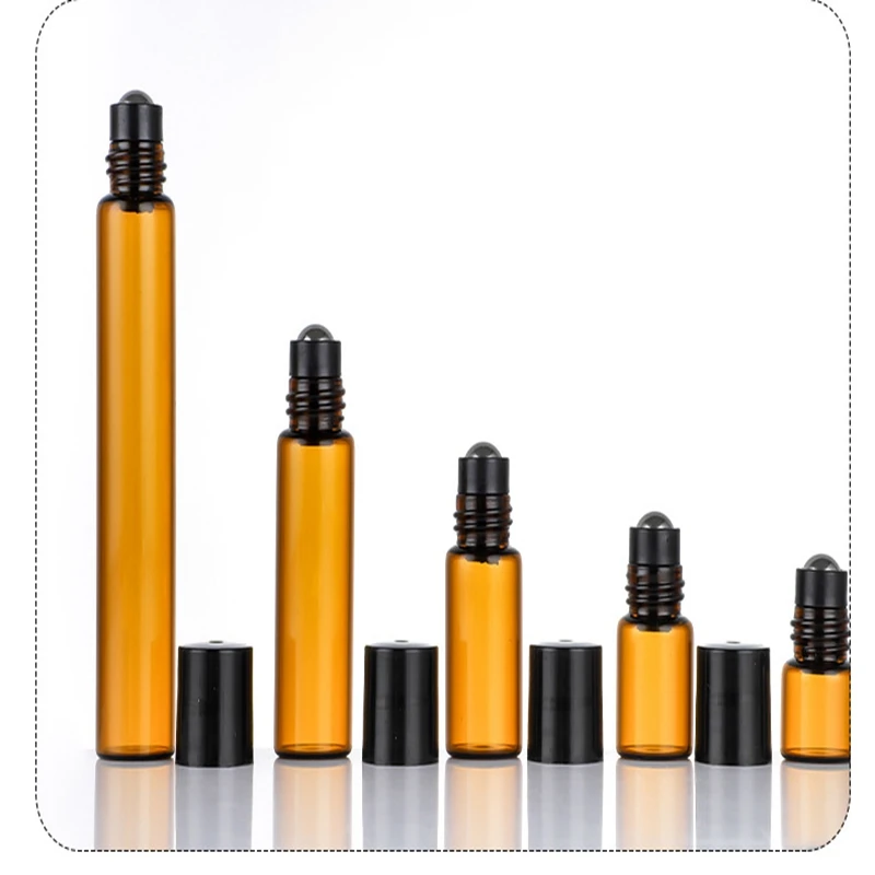 Wholesale  2ml 3ml 4ml 6ml 11ml Mini Tube Amber Clear Glass Roll On Bottle with  Gold Screw Cap For Serum Essential Oil Test