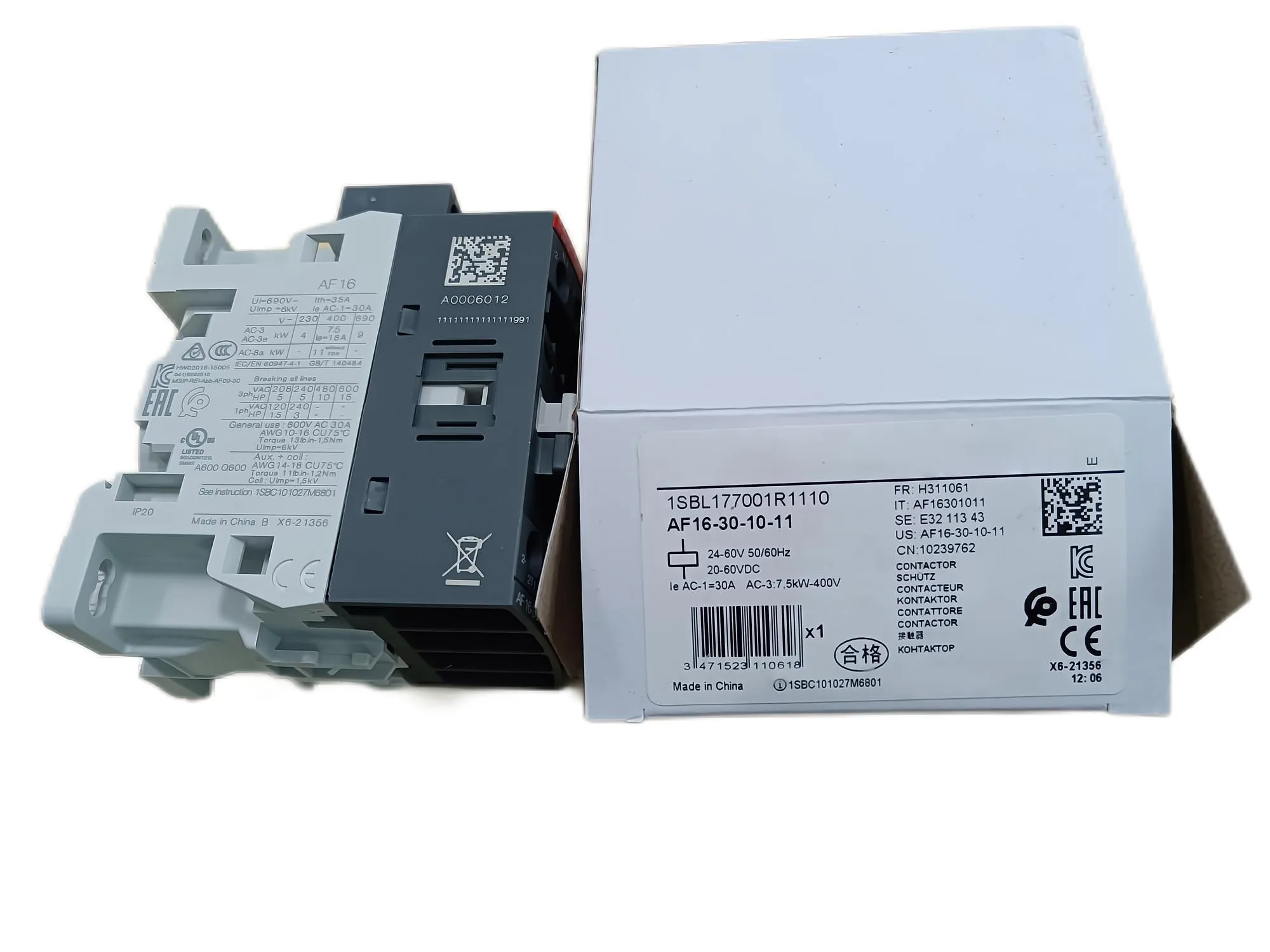 Оригинальный оригинальный AC-DC контактор AF16-30-10-11 катушки