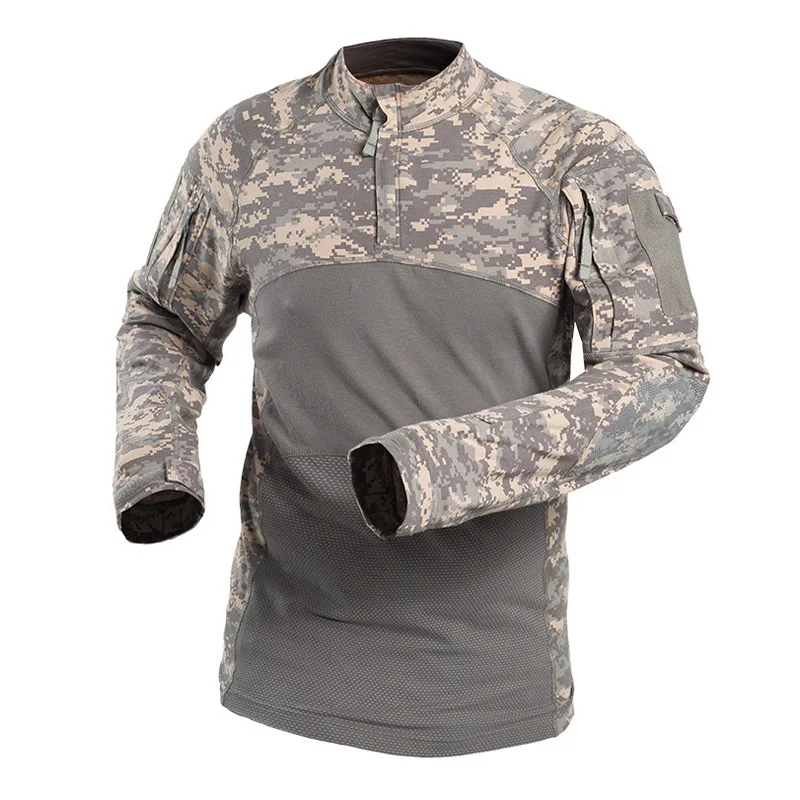 Outdoor Training Paintball Hiking Waterproof Ripstop Frog Suit Shirts Knitting Long Sleeve Camouflage Tactical Shirt