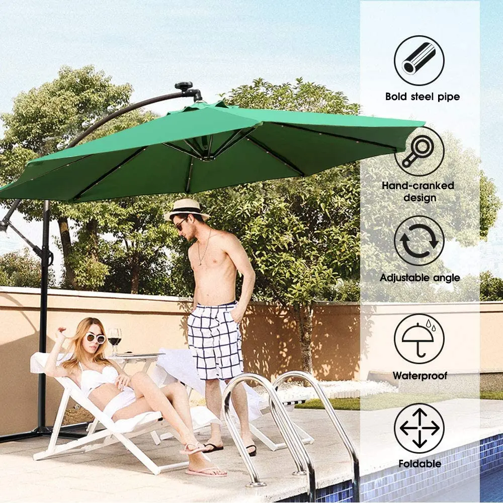 Garden Patio Balcony Hotel Restaurant Retractable Wheather Hawaiian Umbrella Outdoor Umbrella