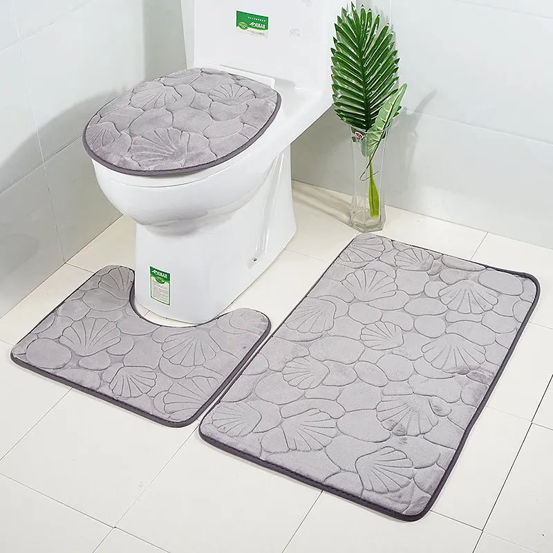 Memory foam bath mat washable  microfiber 3 pc/pieces non slip shaggy bathroom toilet rug set