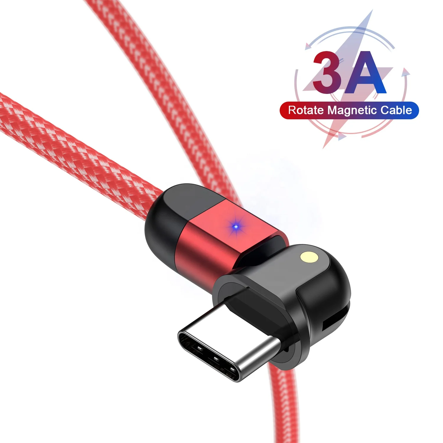Кабель для передачи данных USLION 0 5 м/1 м/2 м Micro USB Тип C кабель быстрой зарядки мобильного телефона с поворотом на 180 градусов 3 А светодиодный Huawei