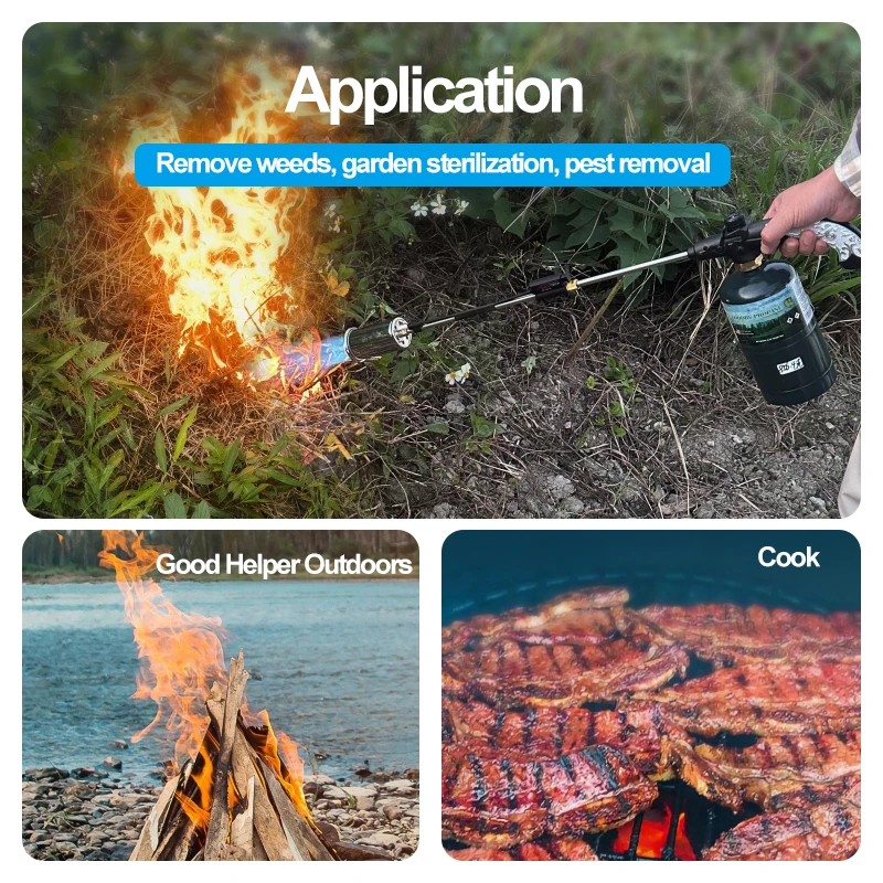 GF-8016 long outdoor camping heavy duty portable heating flame gun torch weed burner lighter