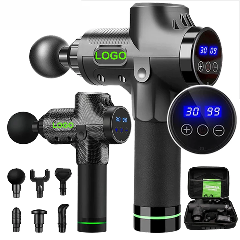 
30 Speed Handheld Deep Tissue Percussion Muscle Massage Gun, 6 Head Attachments Quick Rechargeable Body Vibration Massage Gun 