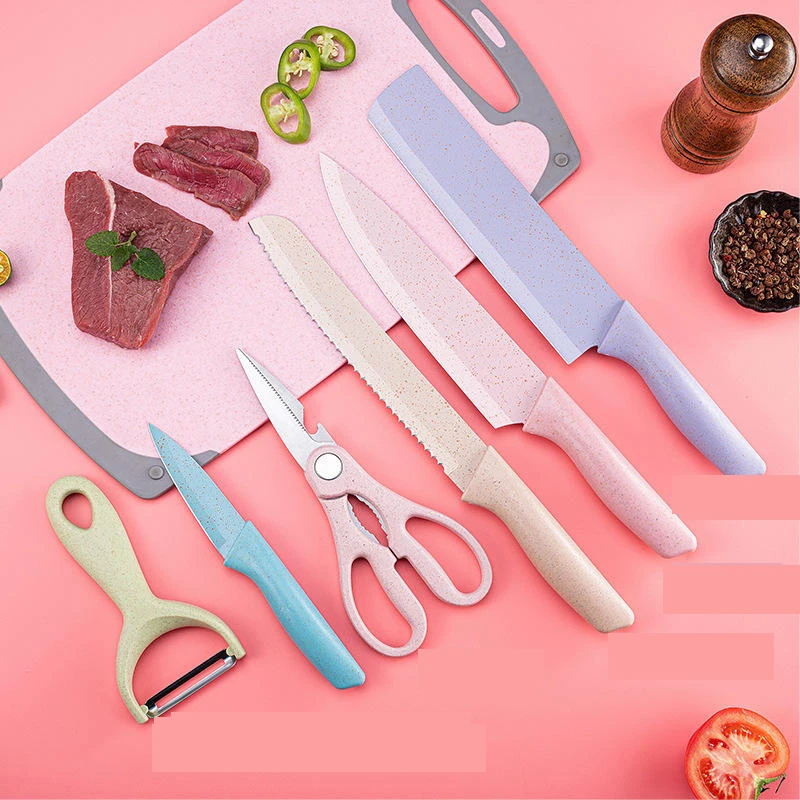 Non-Stick Camping Knives Scissors Peeler Cutting Board Kitchen  Stainless Steel Knife Set For Kitchen
