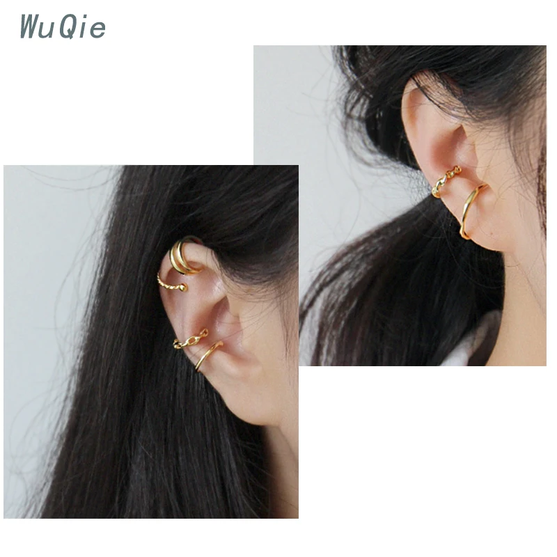 Wuqie 2020 Simple Earrings Set No Piercing Ear Wrap Silver Jewelry Gold Plated Ear Cuff
