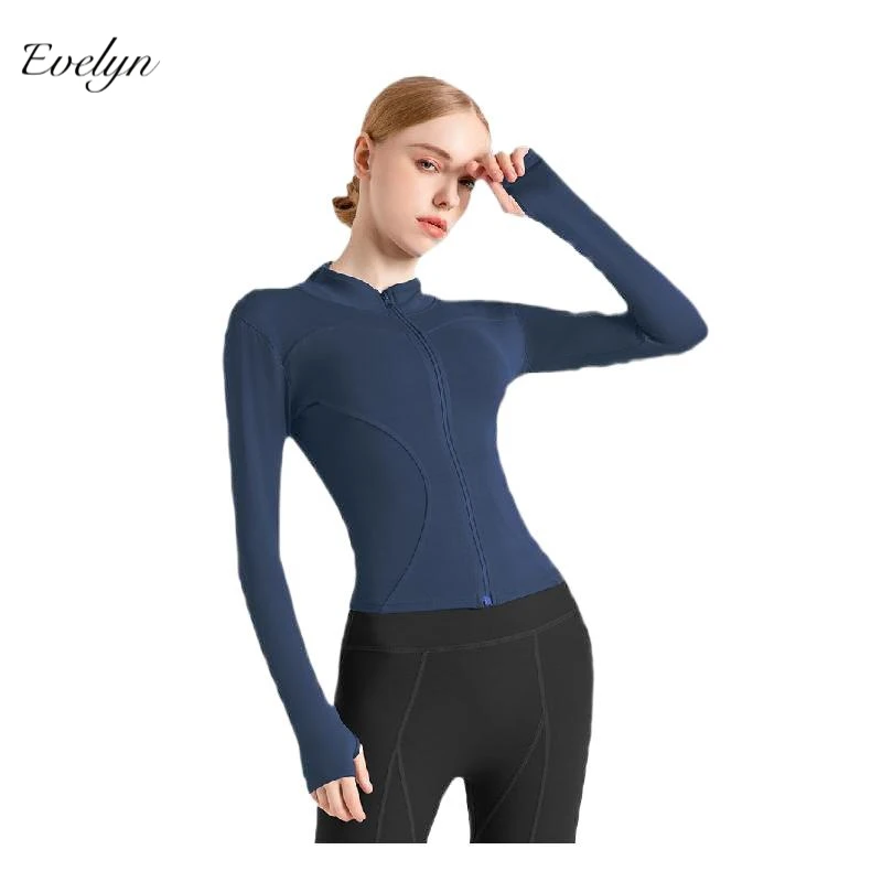 EVELYN OEM ODM High Elastic Quick-Drying Sports Jacket Stand-up Collar Slim Fit Slimming Yoga Jacket Workout Clothes Jacket